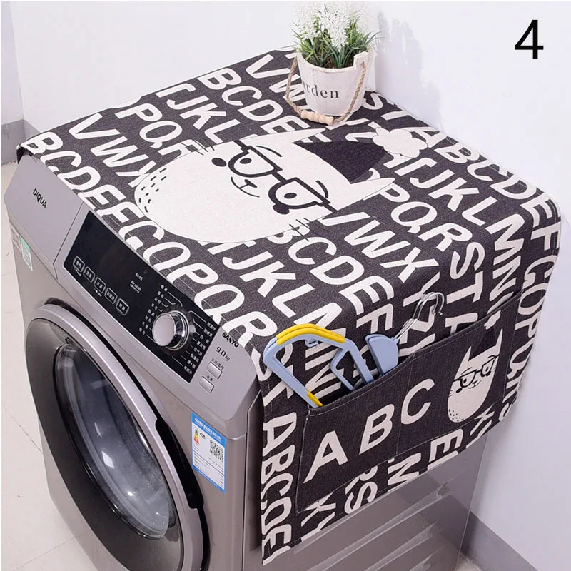 Kawaii мультфильм кошка животное двойного назначения льняной пылезащитный чехол Кухня Стиральная машина холодильник сумки для хранения 1 шт