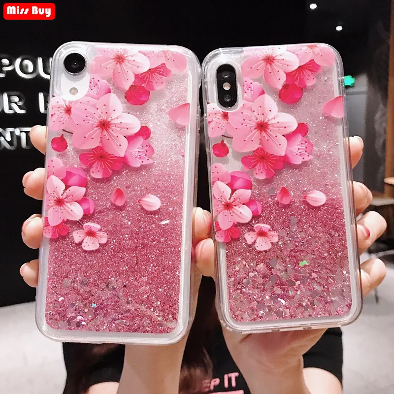 Liquid Quicksand Glitter Case For Samsung galaxy C5 C7 C9 Pro J3 J5 J7 A3 A5 A7 A50 A30 M10 M20 M30 A8 A6 Cover Floral |