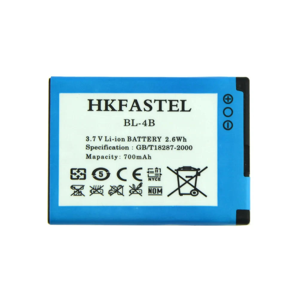 Аккумулятор hkfatel 2630 4B для Nokia 2660 2760 5000 6111 6125 6170 7070 7370 Prism 7373 7500 N76 мобильный телефон |