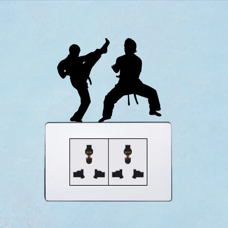 WANGZHIMING Kick Boxing Bedroom Vinyl Wall Decal Switch Sticker Decoration Fashion 6SS0410 | Stickers