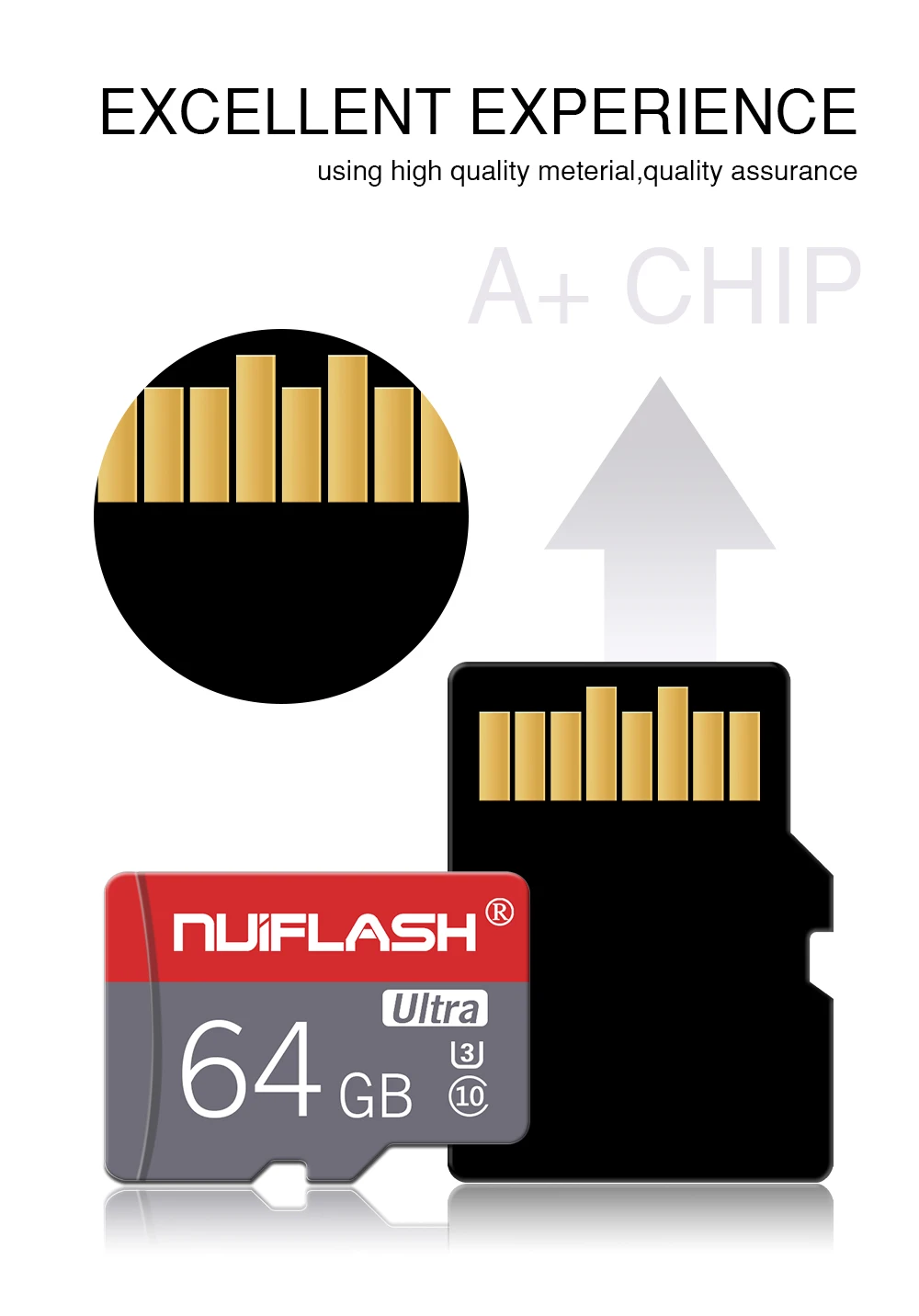 Nuiflash Micro SD карты V30 UHS-I высокое Скорость 100 МБ/с. TF Card 64 Гб 128 Гб карта памяти для телефонов и планшетных компьютеров