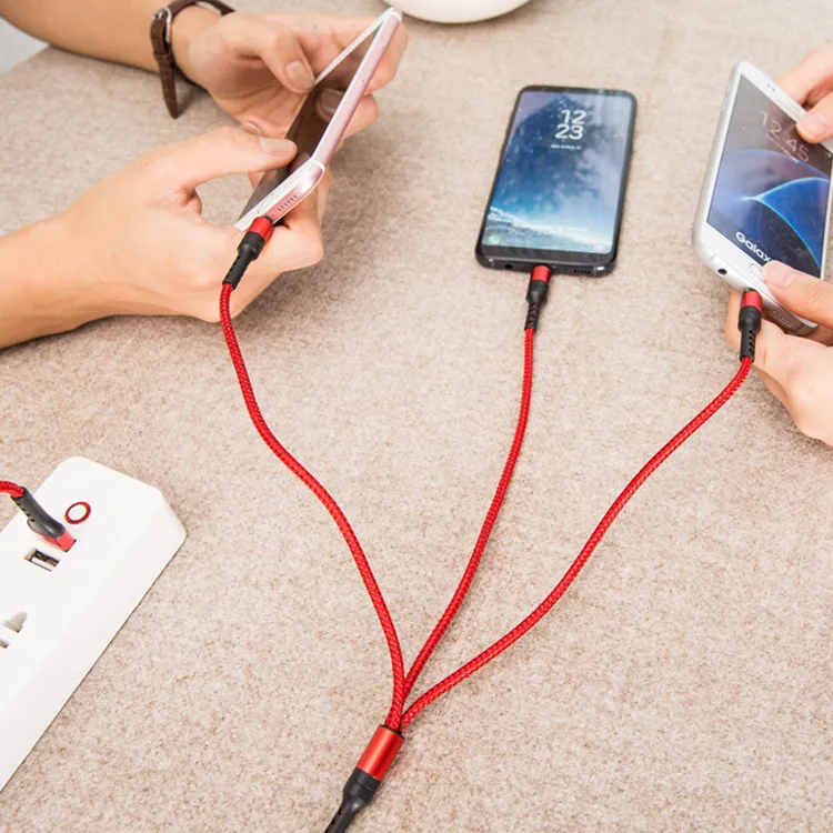 5A USB Cable 3 in 1 Fast Charging Fabric Braide Type C Micro USB Charger Cable Black Gold Wire Cord for Huawei Mate 20 P20 Pro