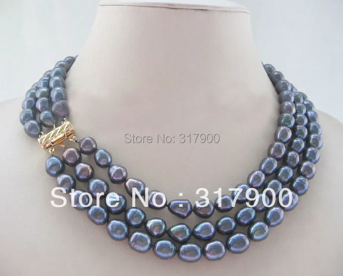 Серьги-подвески из пресноводного жемчуга в стиле барокко 17-19 дюймов 3 ряда 10 мм |