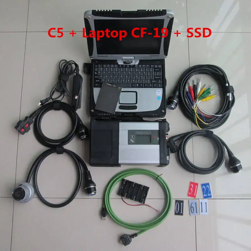 

Super MB Star C5 CF19 used laptop CF-19 diagnosis tool MB SD Connect Compact C5 with latest software V2022.06 new SSD MB Scanner