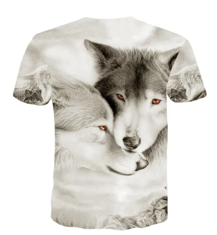 

2019 Spring Summer 3D Indian Snow Wolf Printed Women's Fashion Trend Short-Sleeved T-Shirt Men Tees B Tops Cotton Boy T shirt
