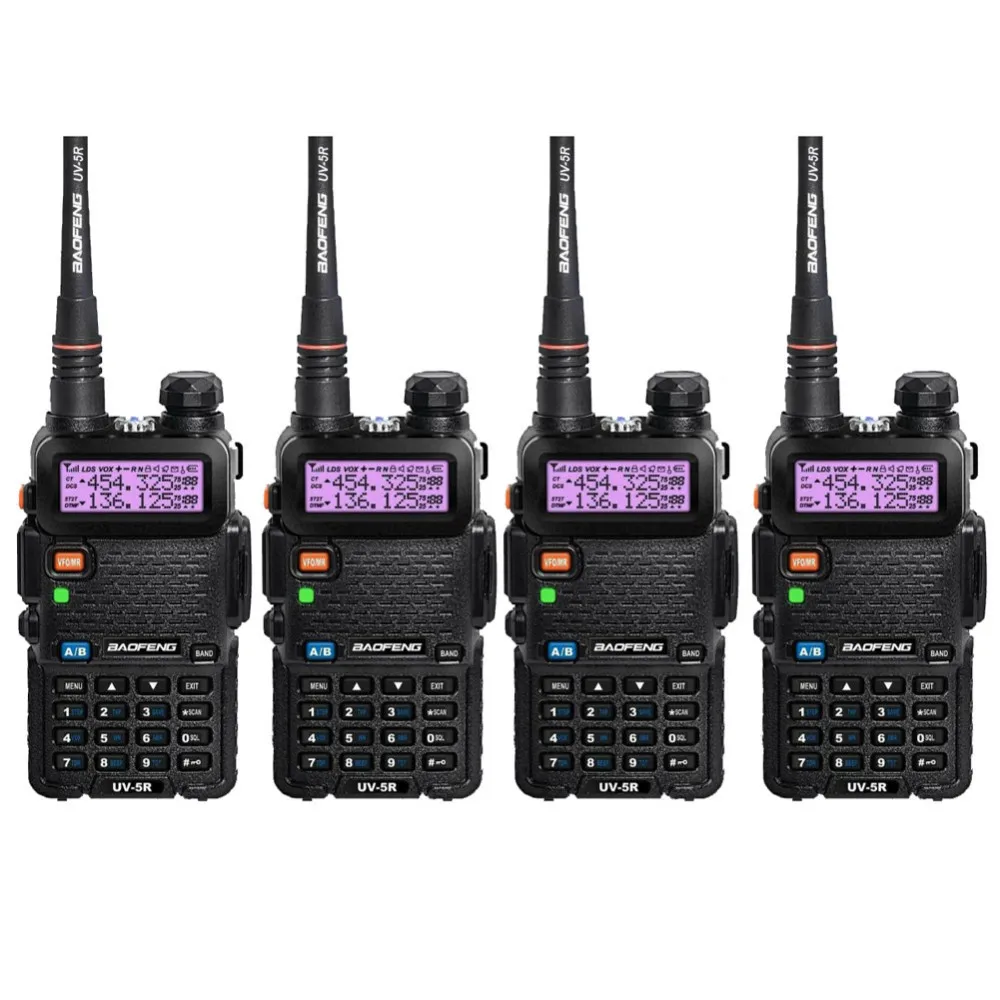 4-PCS черный BAOFENG UV-5R портативная рация VHF/UHF 136-174/400-520 MHz двухстороннее радио с