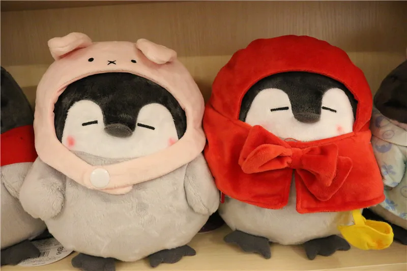 1 шт. японские Kawaii мягкие игрушки положительный энергетический пингвин плюшевые куклы маленькая девочка кролик шляпа игрушечный пингвин куклы 25 см