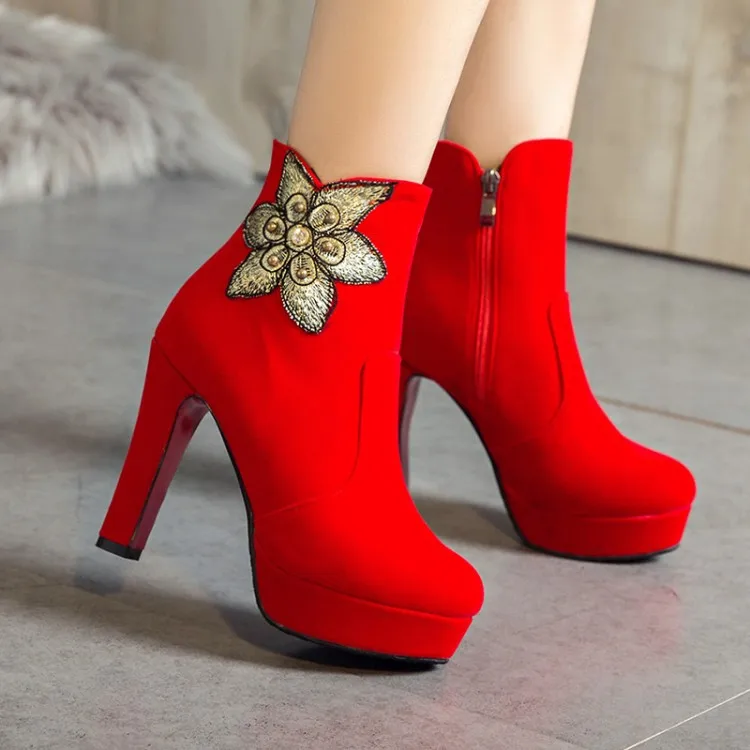 Цветочные Модные ботильоны PXELENA черные красные свадебные ботинки для невесты