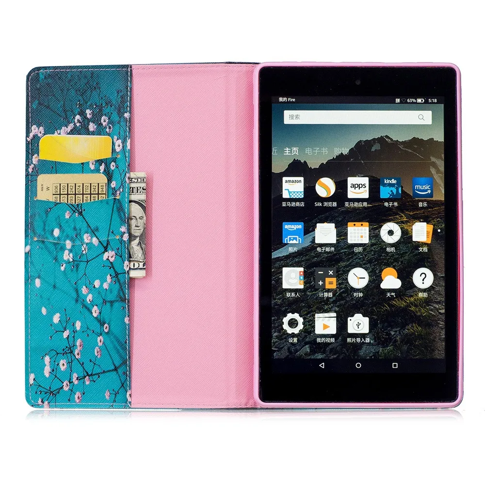 Модный защитный чехол с принтом для Amazon Kindle Fire HD 8 Смарт Флип складной кожаный чехол для планшета# ZS