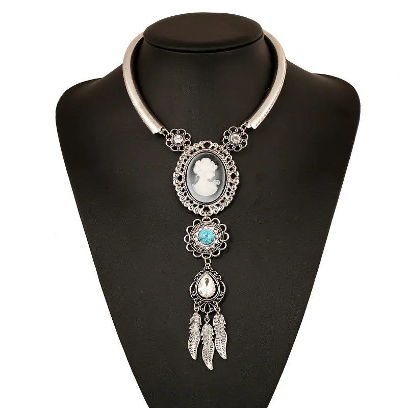 Европейская Женская Камея красота портрет Драгоценный Камень Лист кисточкой