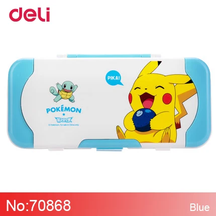 blue Deli милый детский Многофункциональный трехслойный пенал для карандашей pokemon пластиковые школьные пеналы подарки линейка Пикачу Канцелярский набор - Цвет: blue