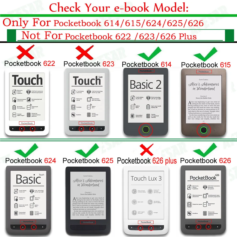 Pocketbook Basic 2 Touch Lux2/3 чехол книжка для электронной книги 614 615 624 625 626 защитный + пленка