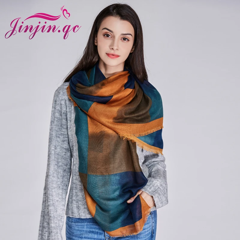 Jinjin. QC2019 брендовые шарфы для женщин и шали в клетку echarpe foulard женская зимняя