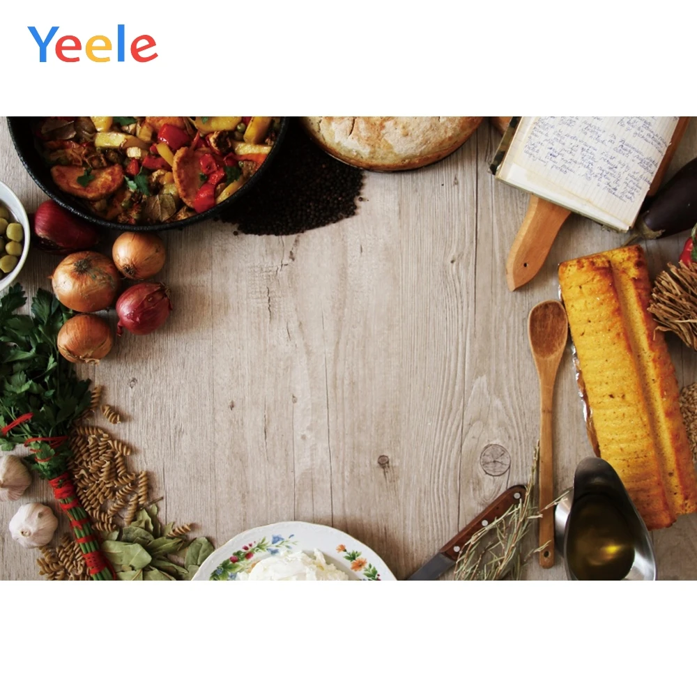 Yeele деревянная доска блокнот овощи Ланч торт Фрукты Кухня фотографии фоны для