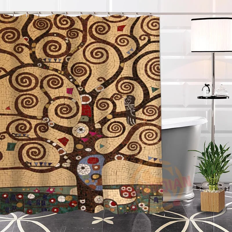 

Лучшая занавеска для душа Klimt с изображением известных картин на заказ, занавеска для ванной, водонепроницаемая ткань для ванной, больший ра...