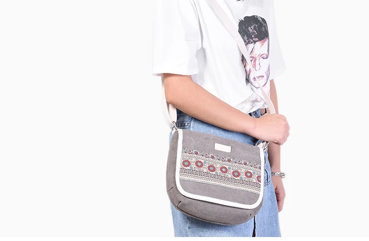 Canvasartisan new women shoulder bag floral casual messenger bag vintage cotton canvas bags female small travel crossbody bag