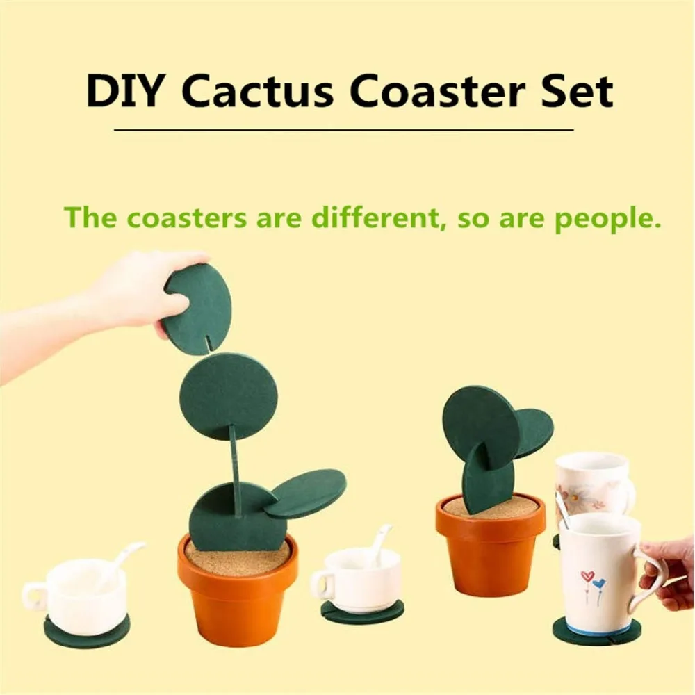 Подставки DIY Кактус набор подставок с держателем цветочный горшок для напитков