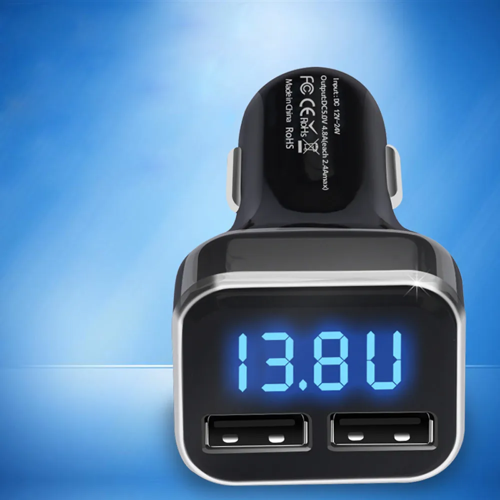 Зарядное устройство Dual USB Автомобильное зарядное для сигарет с светодиодный