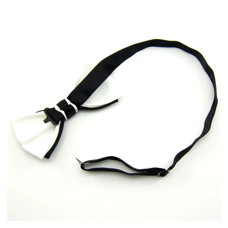 Мужской классический черно-белый двойной галстук-бабочка для джентльмена