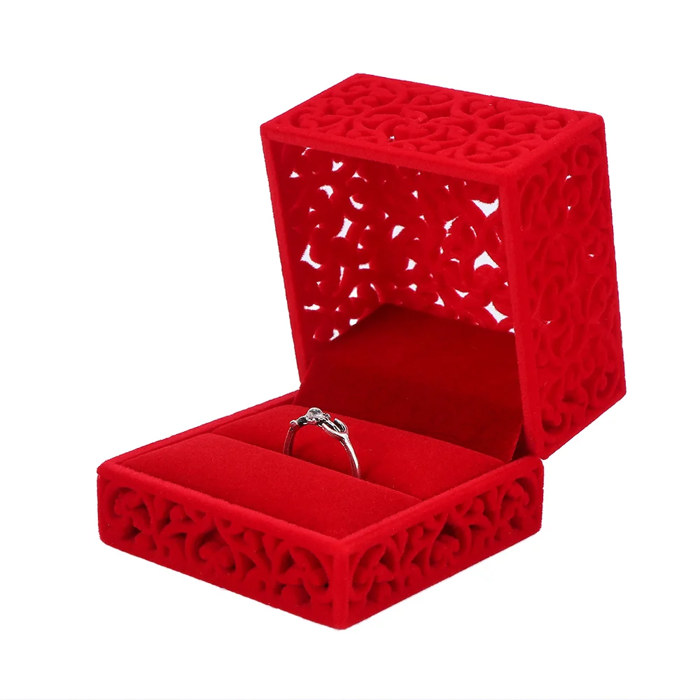 1Pcs Chinese Style Velvet Delicate Ring Box Storage Case Hollow Out Jewelry Display Gift | Packaging &amp