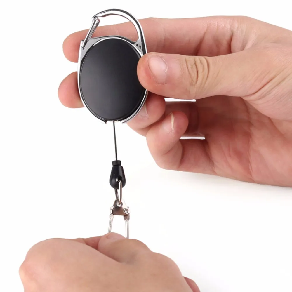 Выдвижной Катушка Регулируемый провод Веревка Брелок с карабином Анти кражи