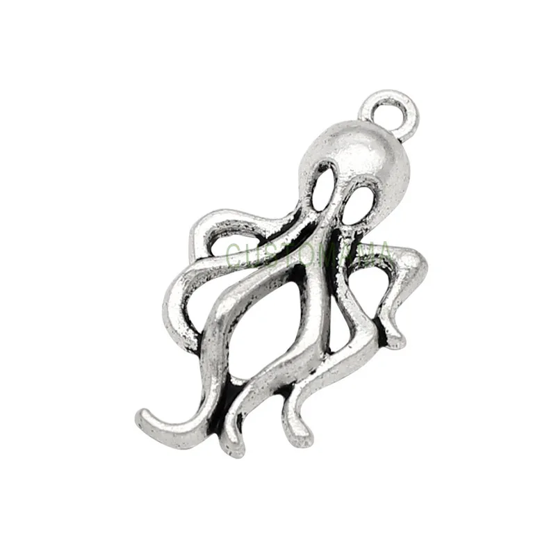 

60pcs-Antique Tibetan Silver Octopus Charms Pendants, DIY For Bracelet Necklace 30x16mm