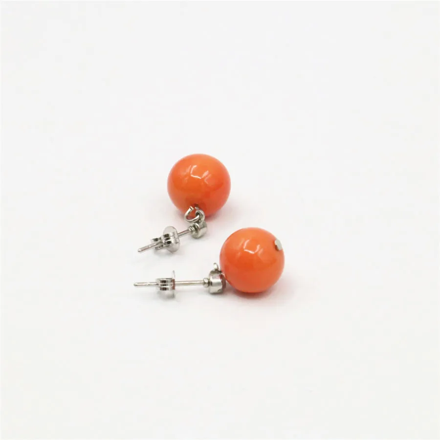 earrings 6-14 мм натуральные аксессуары оранжевые морские бусы ожерелье с башней цепочка серьги набор ювелирных изделий рождественские подарки для девочек - Окраска металла: earrings