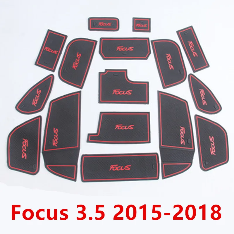 Красный Противоскользящие ворота Слот коврик резиновая подставка для Ford Focus 3 3,5 MK3- подтяжку лица ST RS аксессуары Автомобильные наклейки 16 шт - Название цвета: Красный
