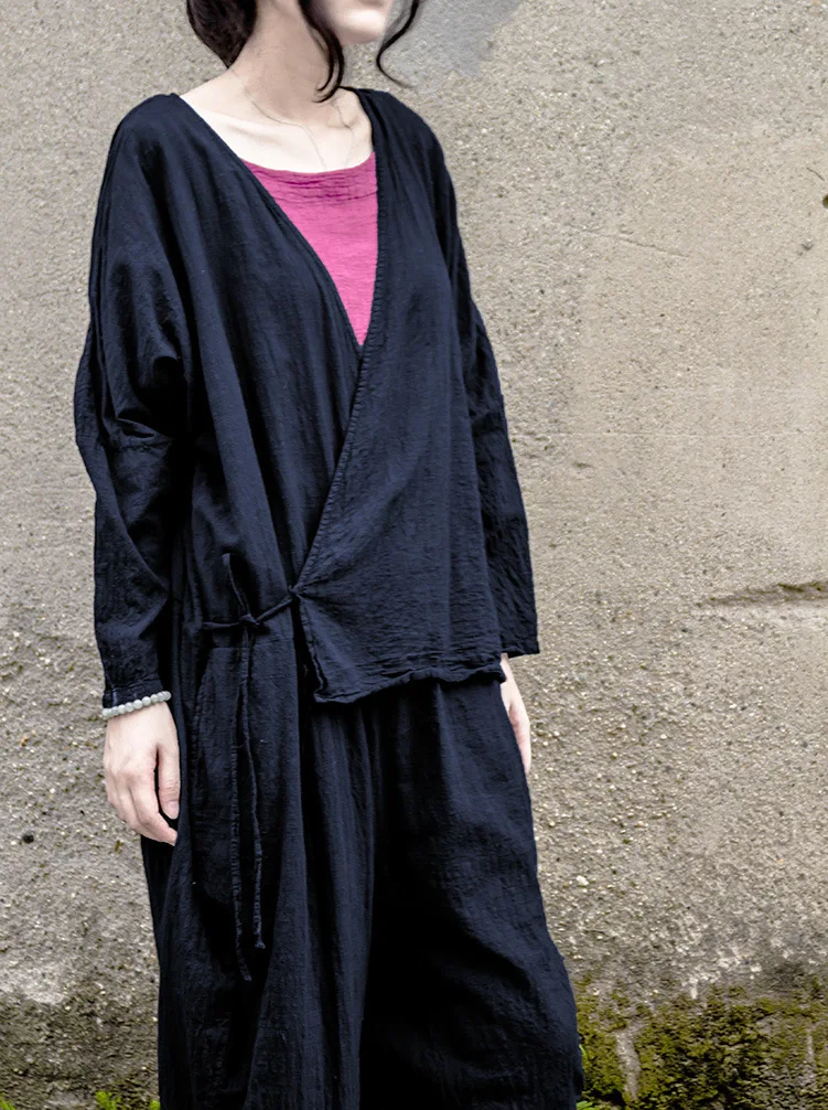 Original Design Spring and Autumn Women Cotton Linen Loose Long Sleeve Jumpsuits Chinese Style Mori jumpsuits N475 | Женская одежда