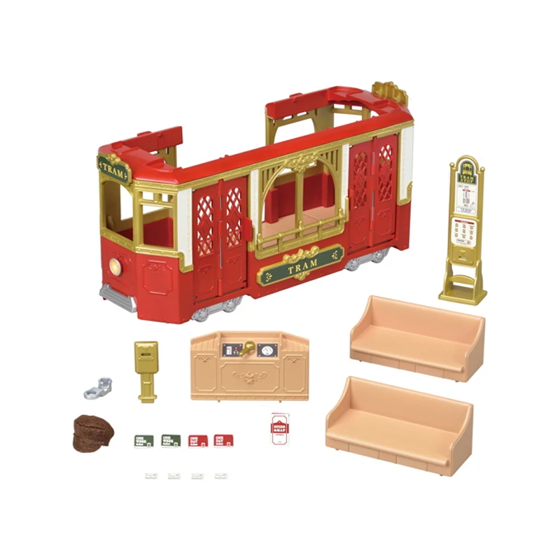 Sylvanian Families кукольный домик сцены аксессуары кататься вдоль трамвая набор без фигуры девушка подарок#6007