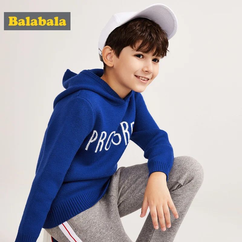 Balabala/изящный вязаный свитер с капюшоном для мальчиков подростков трикотажная