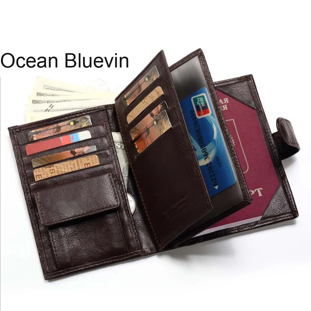 Мужской кожаный бумажник OCEAN bluewin деловой Повседневный кошелек из кожи с верхним
