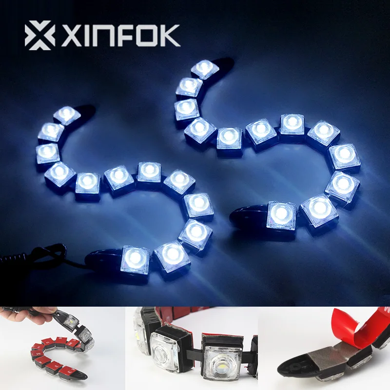 2PCS Car Daytime Running Lights Flexible LED DRL Strip DC 12V White 6000K 3M Back Glue Universal | Автомобили и мотоциклы