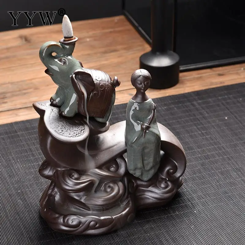 

1pcs Incense Burner Backflow Waterfall Incense Cones Holder Censer Aroma Smoke Backflow Incenso Oud Burner Ceramic Home Decor