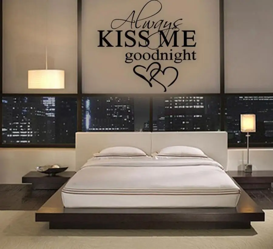 Всегда Поцелуй меня Goodnight &quotДомашний Декор Наклейка на стену кровать x30327 | Дом и