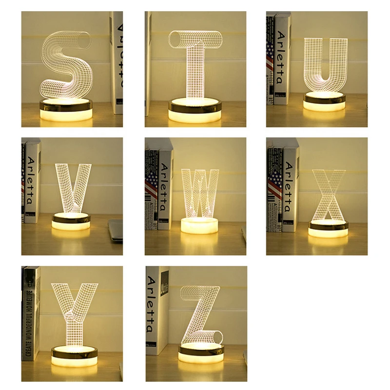 Новинка освещение Буква W 3D LED лампа ребенка ночник decorationg спальня Luminaria usb