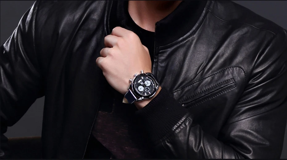 MEGIR оригинальные мужские кварцевые часы Reloj Hombre кожаные деловые часы мужские часы с хронографом армейские военные часы спортивные мужские