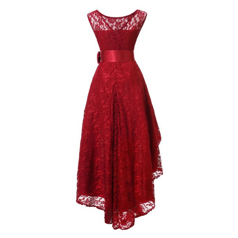 ROSEGAL Plus Size High Low Vintage Sleeveless Hem Belted Lace Party Dress Women Waist Solid Maxi 5XL Ladies Vestidos | Женская одежда