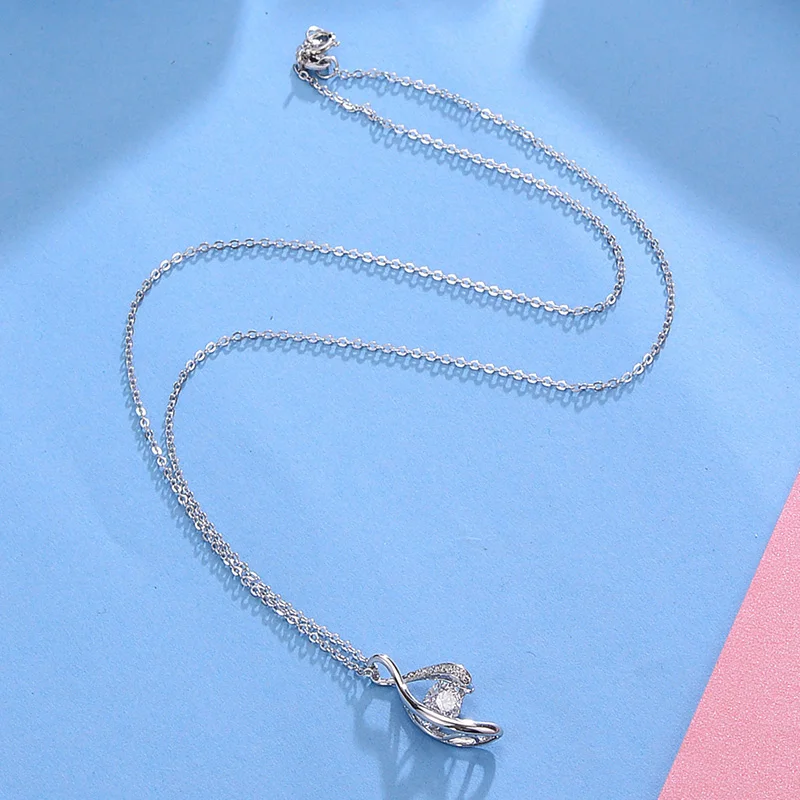 Shineland Trendy Hollow Geometric Pendant Necklaces AAA Zirconia Necklace 925 Sterling Silver Jewelry For Women Bijioux Collares | Украшения