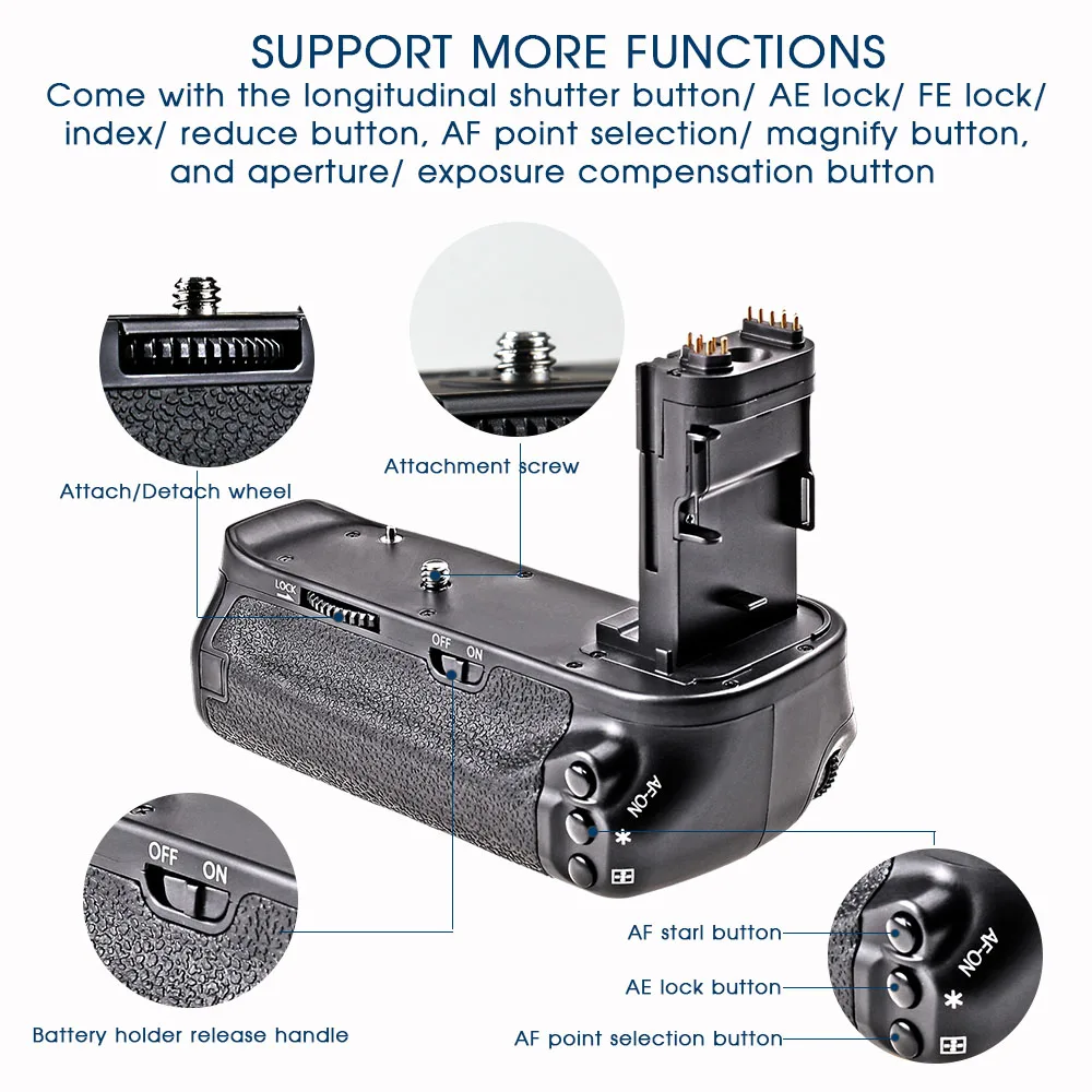 Travor многофункциональная Вертикальная Батарейная ручка для Canon 6D камера Замена BG