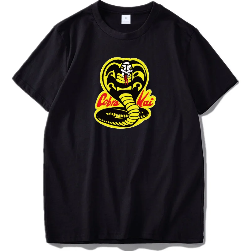 Cobra Kai футболки король змеи аниме летние топы мужские модные хлопковые повседневные рубашки стандартный размер США уличная одежда