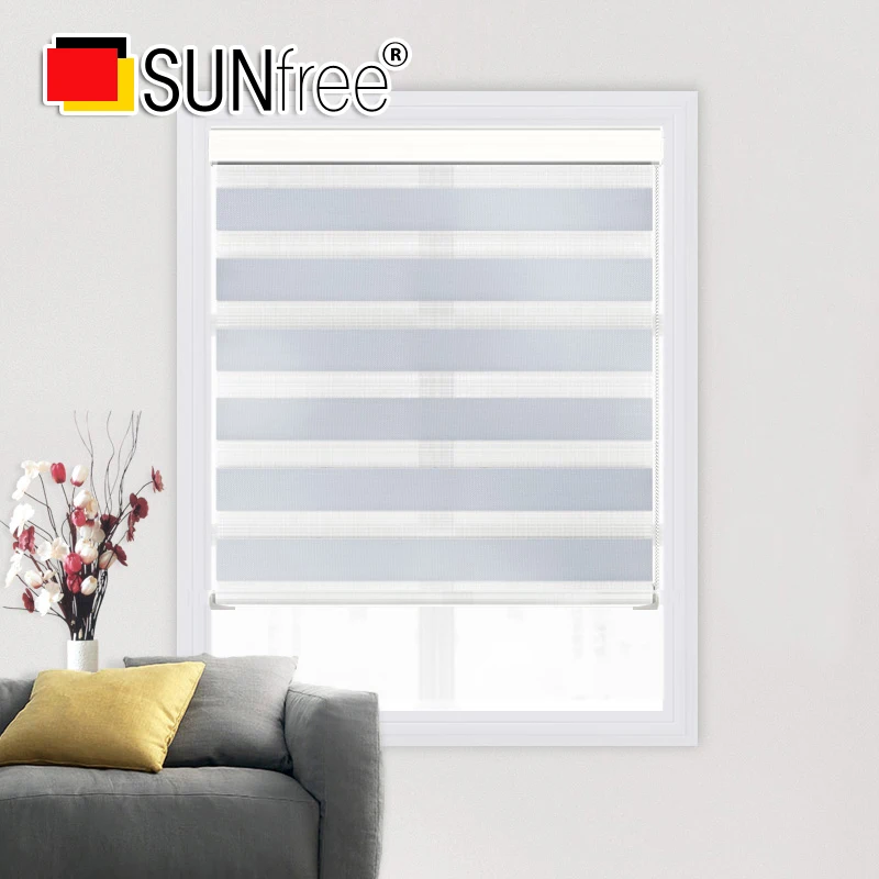 SUNFREE настраиваемый размер полосатые жалюзи двухслойные дневной свет тканевые