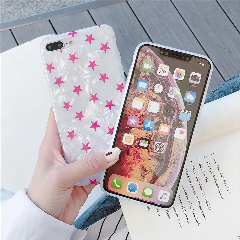 Fashion Soft TPU Phone Case For iPhone X XS Max XR SeaShell Stars Pattern Cover iphone 8 7 6 6S Plus Red Five-pointed |