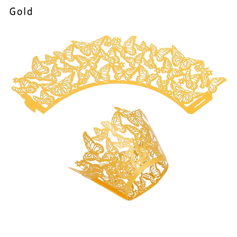10pcs gold 50 шт. кекс Бумага чашек торта формы форма для порционного кекса выпечки кексов коробка чашки чехол вечерние лотка торта вечерние украшения инструменты - Цвет: 10pcs gold