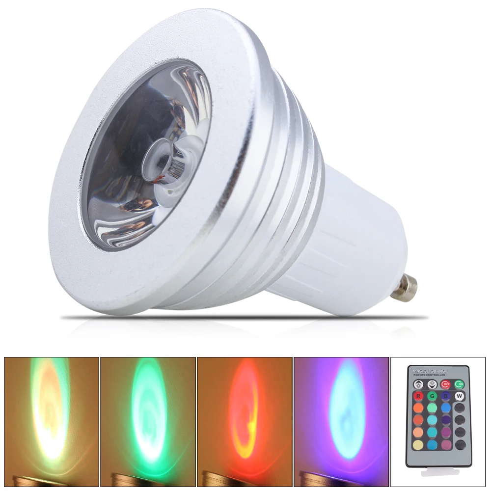 

Яркость 3 Вт RGB GU10 светодиодный лампа светильник для сценического освещения 16 Цвета с пультом дистанционного управления Управление светоди...