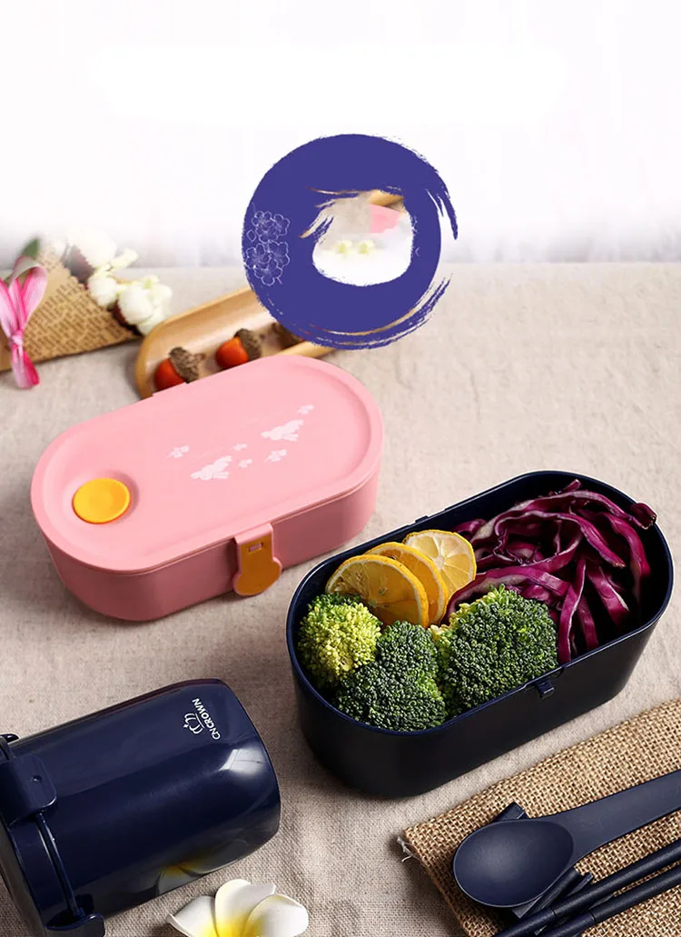 ONEUP японский стиль Ланч-бокс экологичный Bento box Герметичный пищевой контейнер Microwavable термо-контейнер для еды