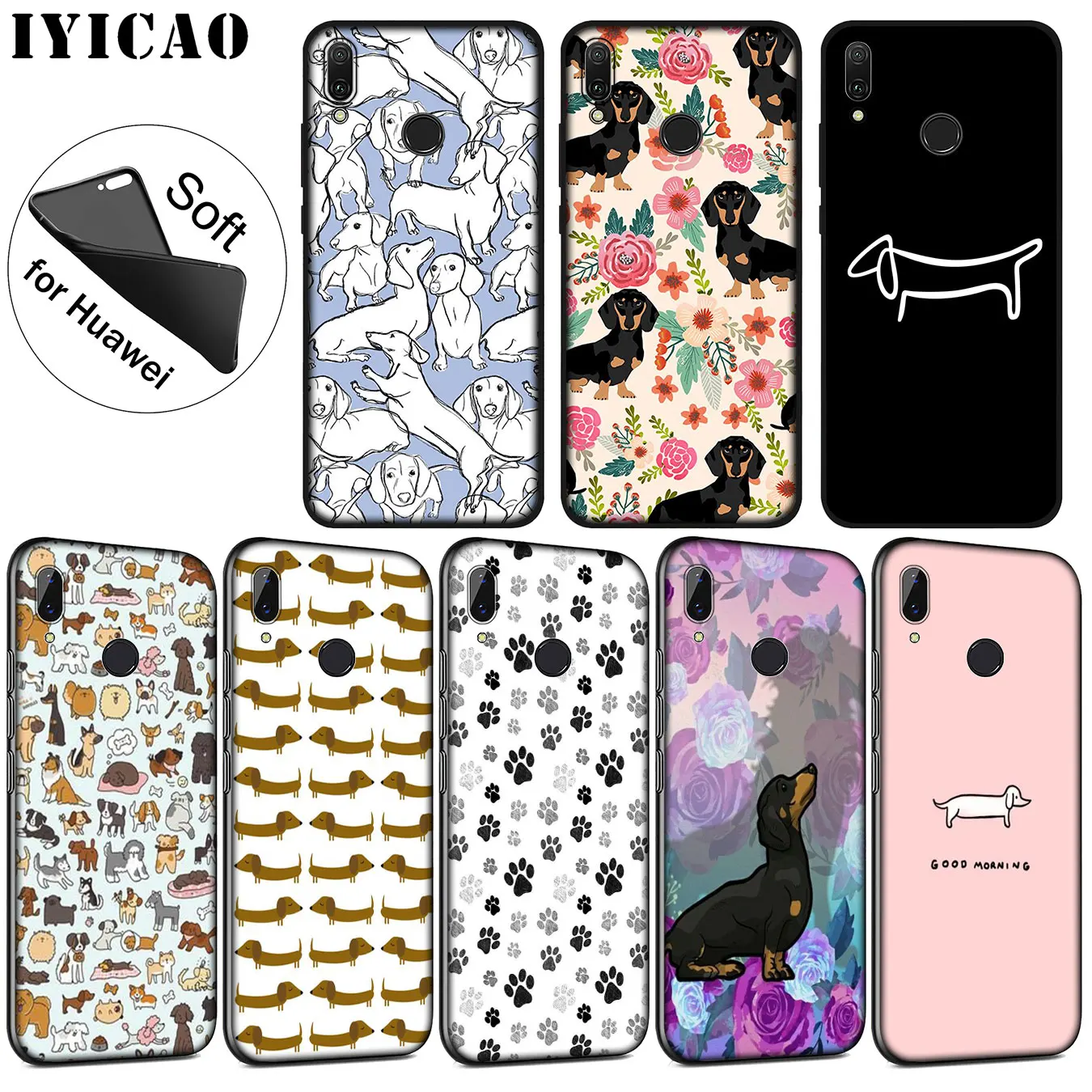 IYICAO животные милые собаки такса Мягкий силиконовый чехол для Huawei P30 P20 Pro P10 P9 P8 Lite