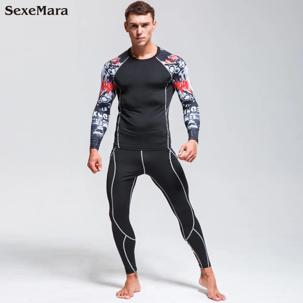 Мужская спортивная одежда мужские колготки для бега компрессионная Рашгард