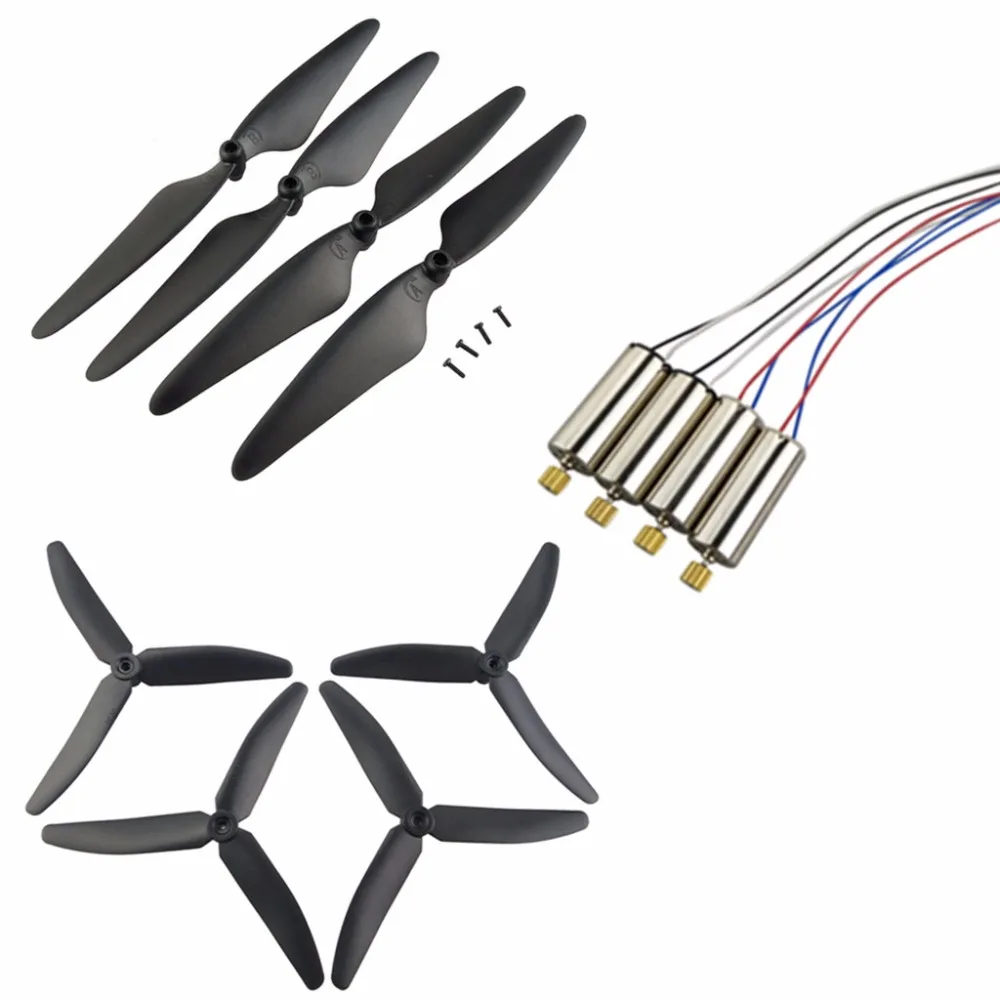 

Upgrade RC accessories 4PCS 3-leaf & 2-leaf Blades & 4PCS motor for Hubsan X4 H502S H502E H502T H507A H216A Airplane-Black