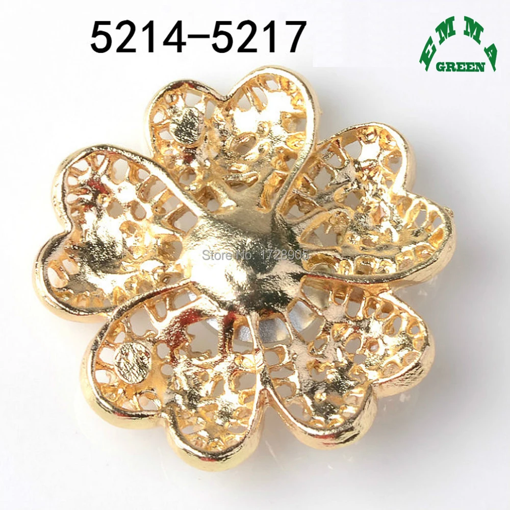 Gold Clover Embellishments for Bridal Wedding Jewelry Accessories 10pcs 31mm AB Rhinestone Lucky Flower Flat Back Charms Pendant